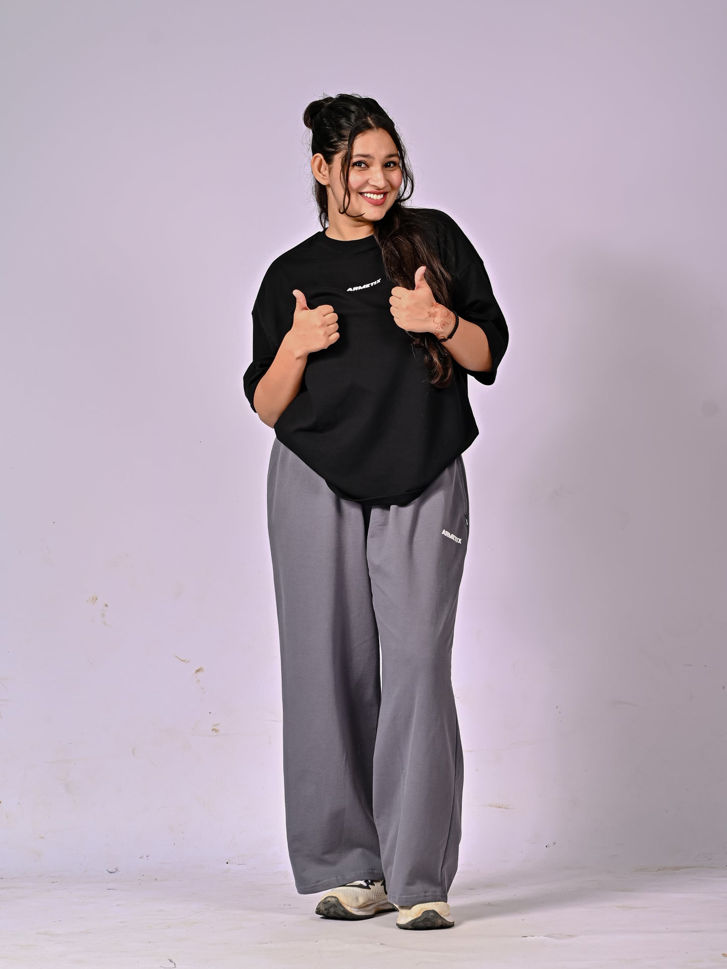 Charcoal grey baggy track pant