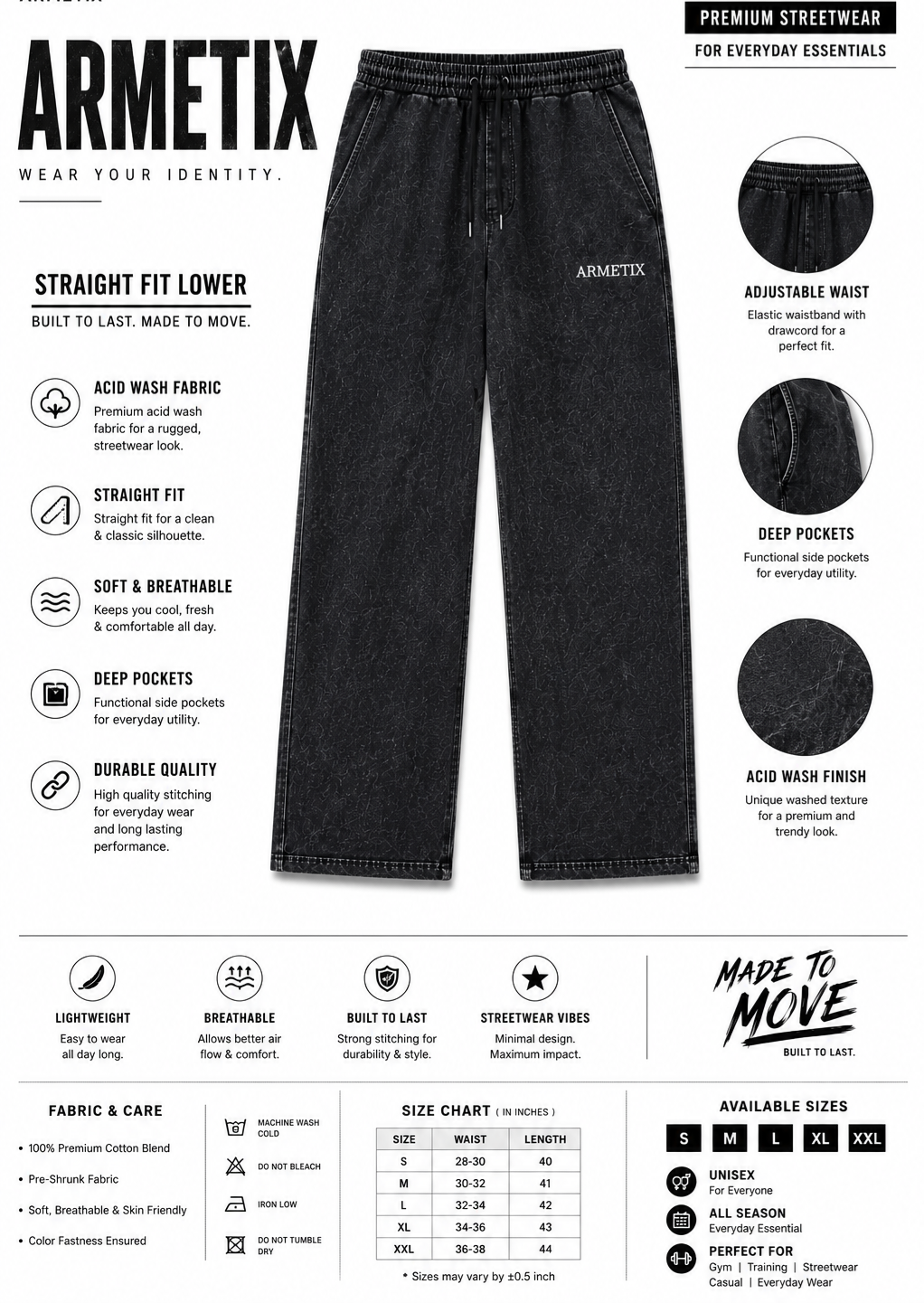 Acid wash straight fit Jogger
