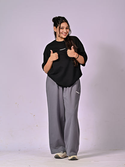 Charcoal grey baggy track pant