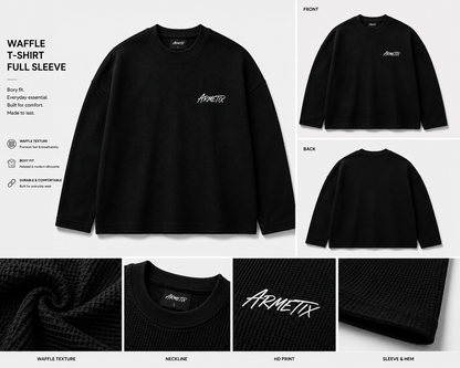 Waffle tee black ( full sleeve)