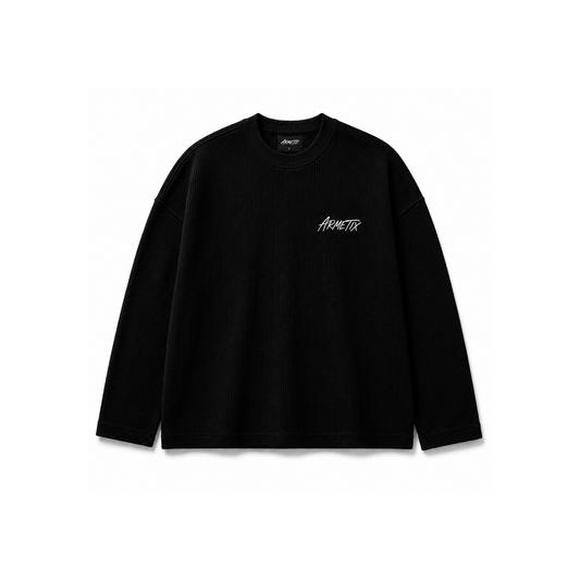 Waffle tee black ( full sleeve)